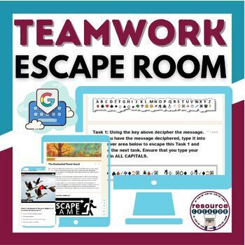 Preview of Digital Escape Room - Teamwork - Back to School - No prep