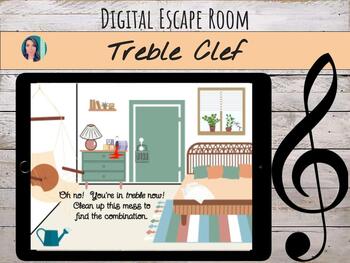 Preview of Digital Escape Room | You're in Treble! | Music Escape Room for Treble Clef