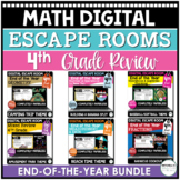 End of the Year Digital Escape Rooms BUNDLE | 4th Grade Ma