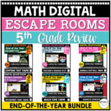 End of the Year Digital Escape Rooms BUNDLE | 5th Grade Ma