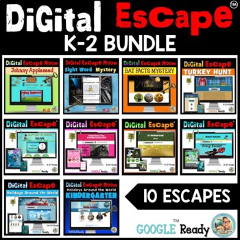 Preview of Digital Escape™  Rooms BUNDLE Kindergarten - 2nd Grade | Google Apps™
