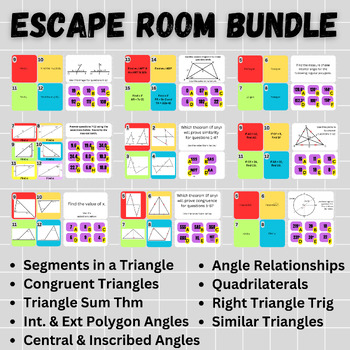 Preview of Geometry Digital Escape Rooms - Google Forms - Bundle