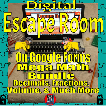 Preview of Digital Escape Rooms Mega Math Bundle-Test Prep Review