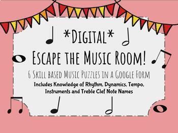 Preview of Digital Escape the Music Room: 6 Skill Based Music Puzzles in Google Forms