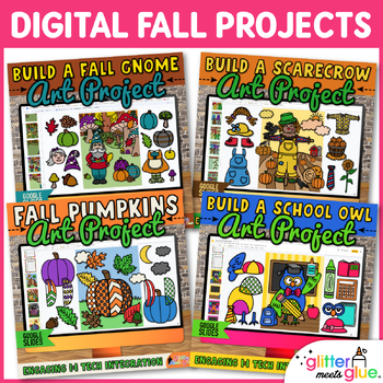 Preview of Digital Build a Scarecrow, Gnome, Pumpkin, & Owl Fall Craft on Google Slides