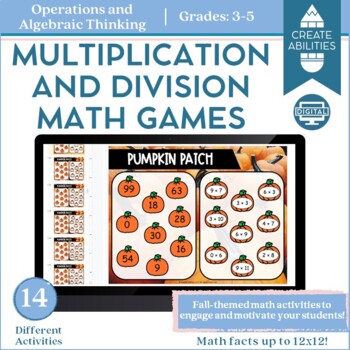 Preview of Digital Fall Math Games Multiplication and Division