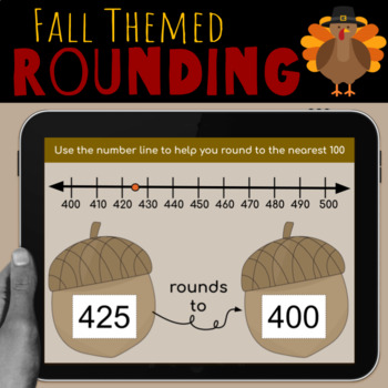 Preview of Digital Fall/Thanksgiving Rounding to 10s and 100s (Google Slides)