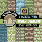 Digital Barn Animal Patterns - Printable Farm Life Backgro