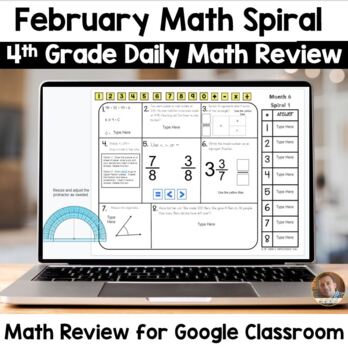 Preview of Digital February Math Spiral Review for Google Classroom: Daily Math 4th Grade