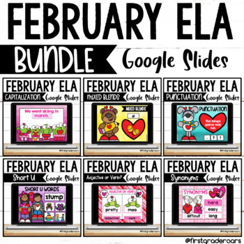 Preview of Digital February Phonics ELA Centers on Google Slides BUNDLE 