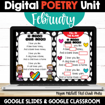 Preview of Digital February Poetry Google Classroom