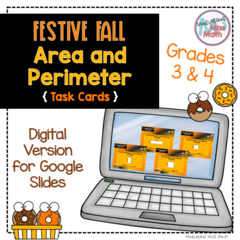 Preview of Digital Festive Fall Area and Perimeter for Google Slides