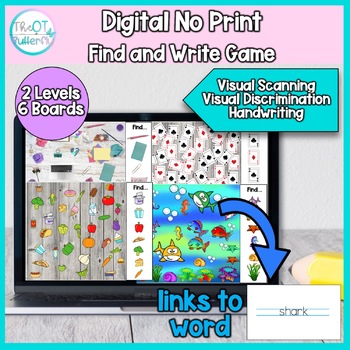 Preview of Digital Find & Write Game: NO PRINT visual scanning & handwriting