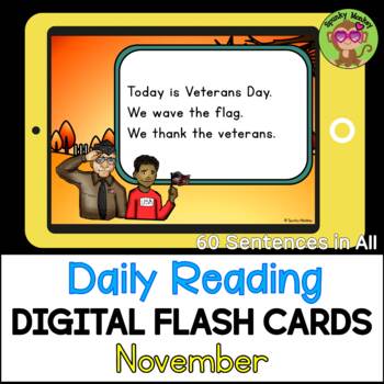 Preview of Digital Flash Cards : Daily Reading Sentences - November