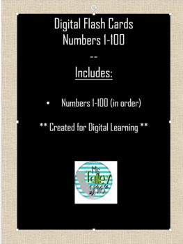 Preview of Digital Flash Cards Numbers 1-100