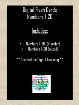 Preview of Digital Flash Cards Numbers 1-20 (in order/mixed)