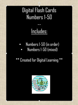 Preview of Digital Flash Cards Numbers 1-50 (in order and mixed)