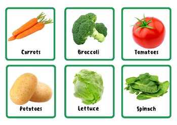 Preview of Digital Flash Cards for Kids - Fruits and Vegetables Edition - Instant Download