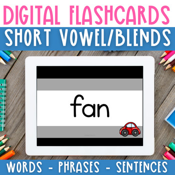 Preview of Digital Flashcards: CVC/Blend Words, Phrases & Sentences
