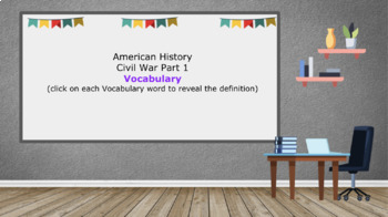 Preview of Digital Flashcards -- Civil War Part 1 Vocabulary 