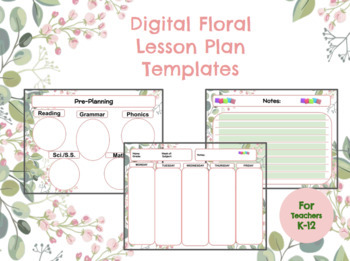 Preview of Digital Floral Lesson Plan Templates