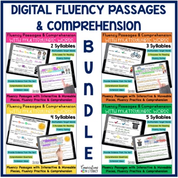 Preview of Digital Fluency Passages & Comprehension Using Multisyllabic Words Bundle