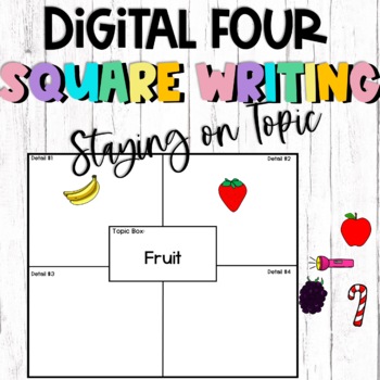 Preview of Digital Four Square Writing Practice (Staying On Topic)