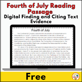 Distance Learning Fourth of July Reading Passage | Citing Text Evidence FREE