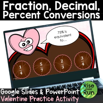 Preview of Converting Fractions Decimals Percents Practice Activity for Valentine's Day