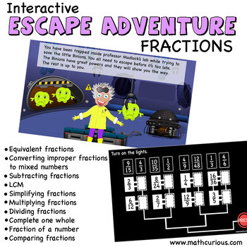 Preview of Digital Fractions Review Escape Rooms Adventure Interactive Feedback Puzzles 2