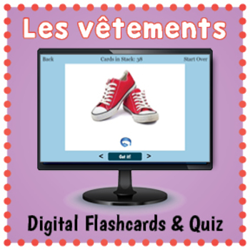 Preview of DIGITAL French Clothing Vocabulary Flashcards and Quizzes