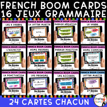Preview of Digital French Distance Learning Boom Cards - Grammaire -2e année - BUNDLE
