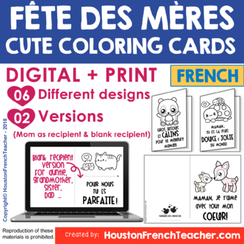 Preview of Digital French Mothers Day Card | Carte Fete des meres Google Slides & Print