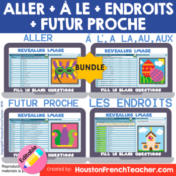 Preview of Digital French Pixel Art - ALLER - Au Aux À La À L' - En ville - Futur Proche