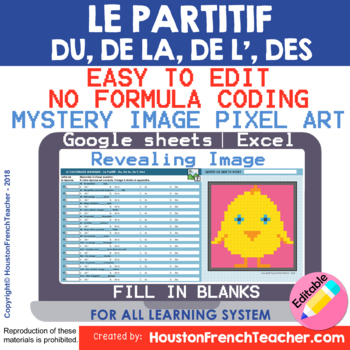 Preview of Digital French Pixel Art - Du, De La, Des, De L' - Le Partitif - Mystery Picture