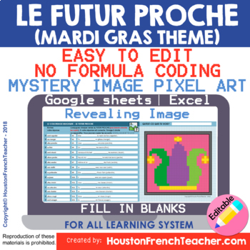 Preview of Digital French Pixel Art - FUTUR PROCHE | Mystery Reveal Picture Image