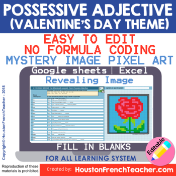 Preview of Digital French Pixel Art - French Possessive Adjectives | Mystery Picture