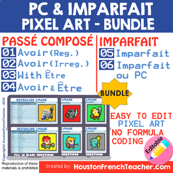 Preview of Digital French Pixel Art - Passé Composé & L'IMPARFAIT - BUNDLE (6 in 1)