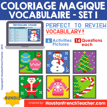 Preview of Digital French Pixel Art - VOCABULAIRE BUNDLE 1 - (6 PIXEL ARTS)