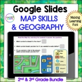 2nd & 3rd Grade MAP SKILLS US Geography GOOGLE SLIDES + BO