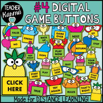 Preview of Digital Game Buttons #4, Summer, Google Classroom™ & SeeSaw™ Distance Education