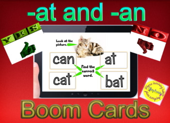 Preview of Digital Game Reading -at & -an Word Family Vocabulary Words BOOM CARDS