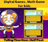 Digital Game Telling Time Hour, Half Past – Math Game for Kids