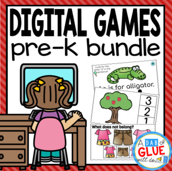 Preview of Digital Games for Pre-K: Literacy Games, Phonics Games, Math Games (BUNDLE)