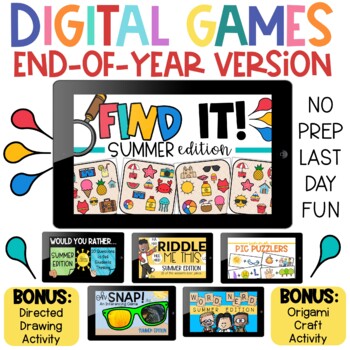 Preview of Digital Games for End of Year Activities