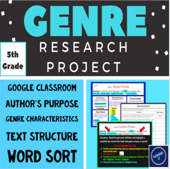 Preview of Digital Genre Research Project + Genre Word Sort (Grade 5)