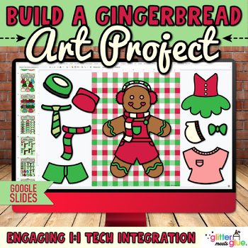 Preview of Digital Build a Gingerbread Man Craft, Writing Prompts Resource on Google Slides