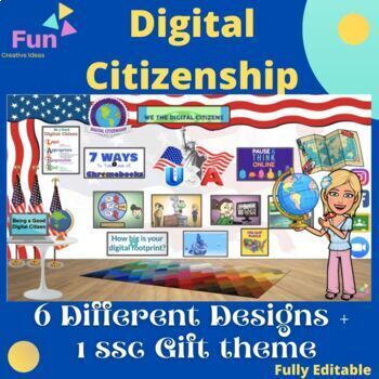 Preview of Digital Good Citizenship - Bitmoji Citizenship classroom - USA CANADA - Editable