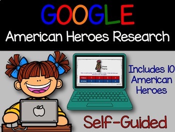 Preview of Google Classroom Digital American Heroes Biography Research {Distance Learning}