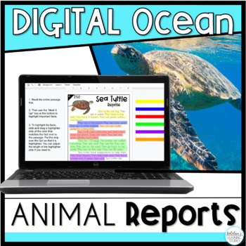 Preview of Digital Google Classroom Ocean Animal Research Project